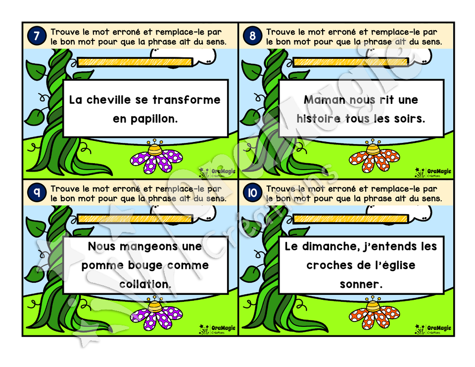 Cartes à tâches - Drôles de phrases 2 